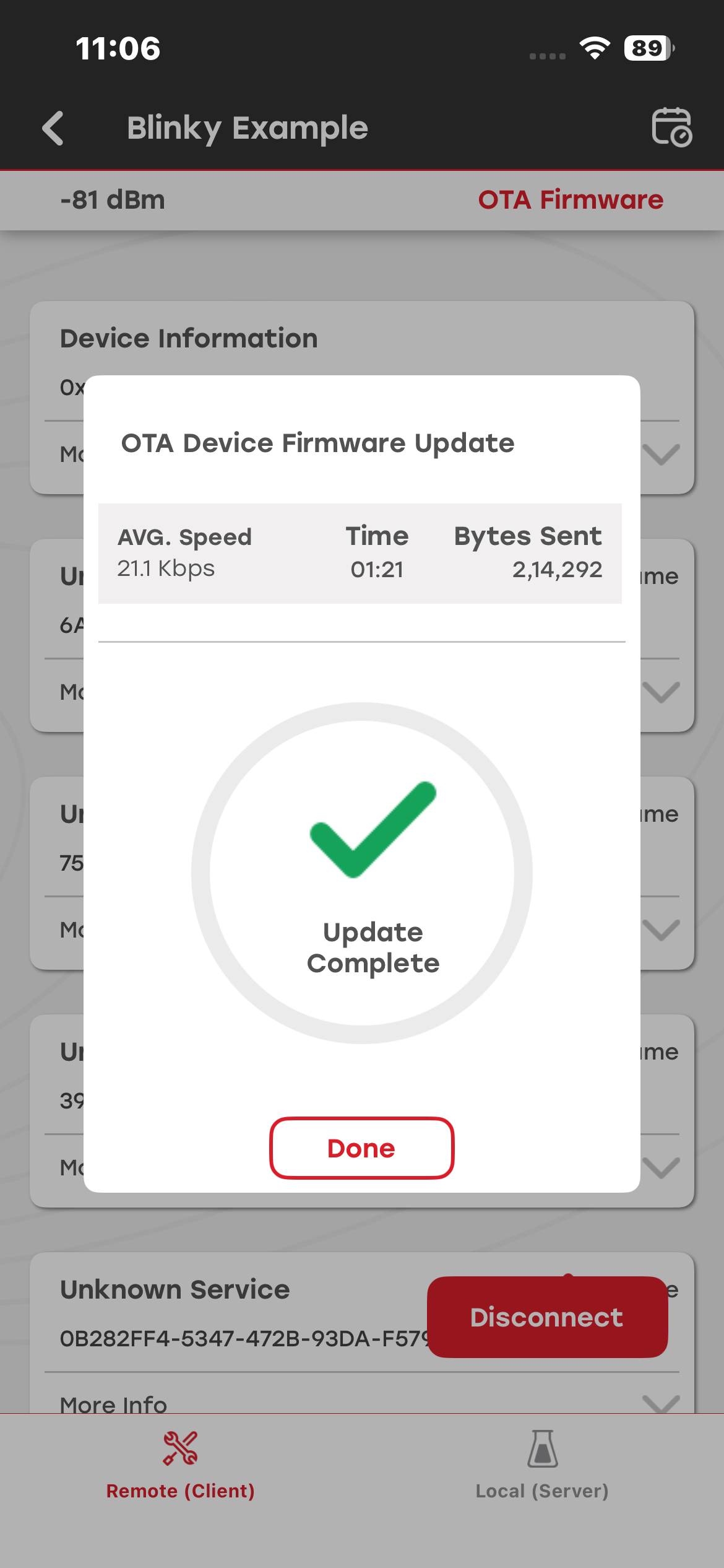 OTA setup view