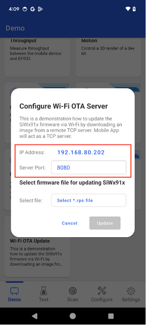 Configure Wi-Fi OTA Server