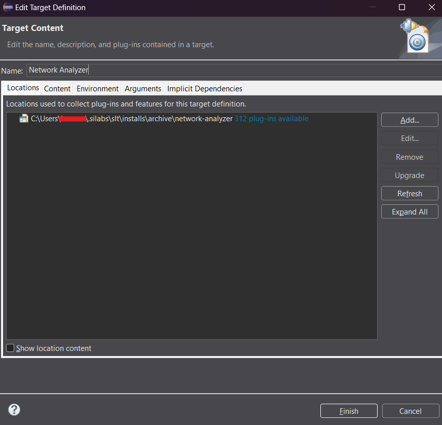 Add the Network Analyzer target platform