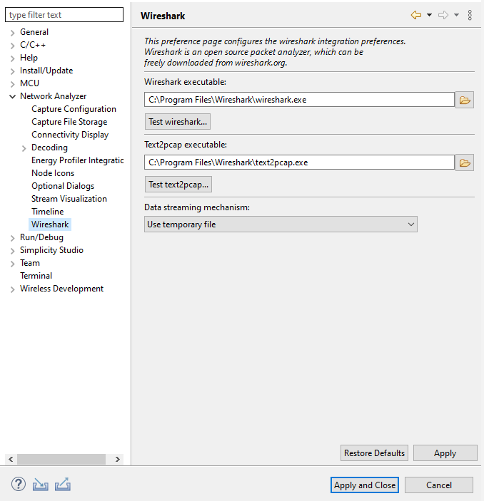 Wireshark Preferences