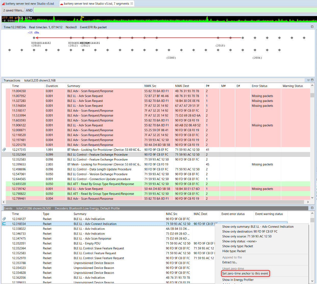 Set zero time event anchor