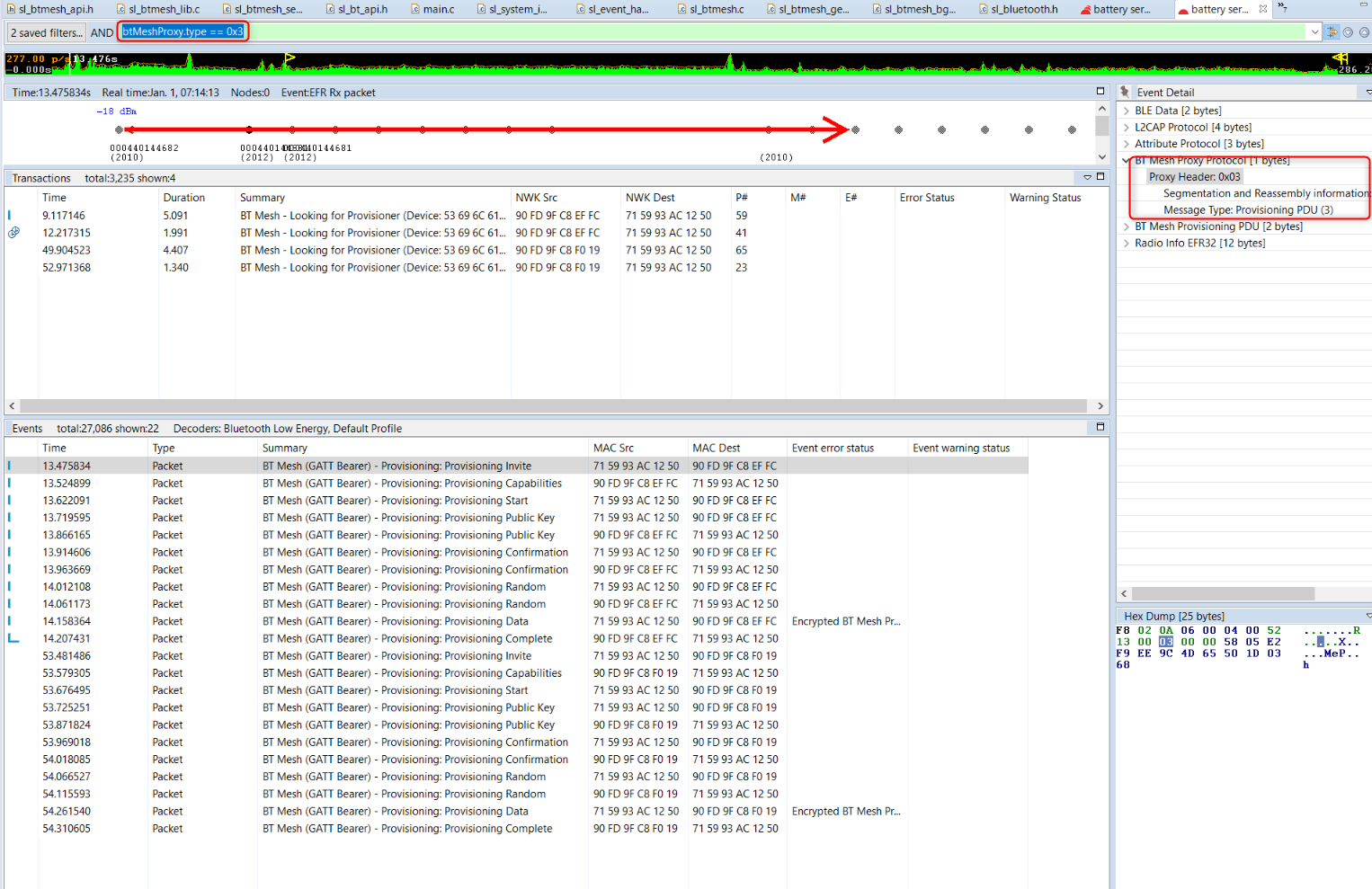 Show Provisioning PDUs over the GATT bearer