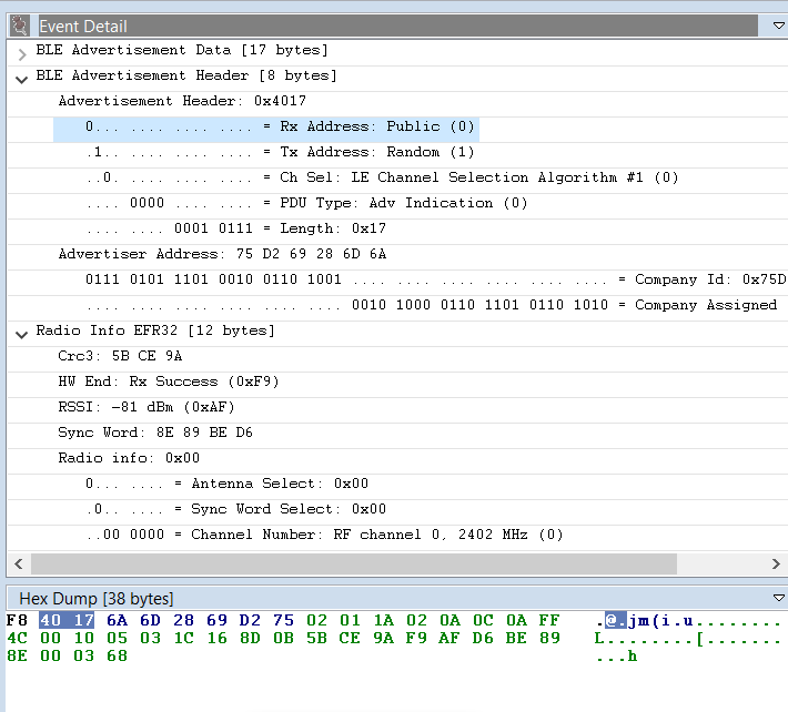 Event Detail pane