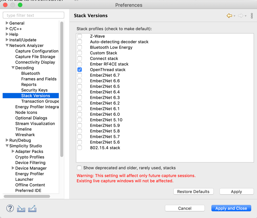 OpenThread stack option