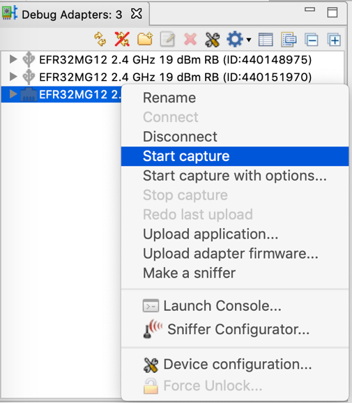 Thread network and start capture