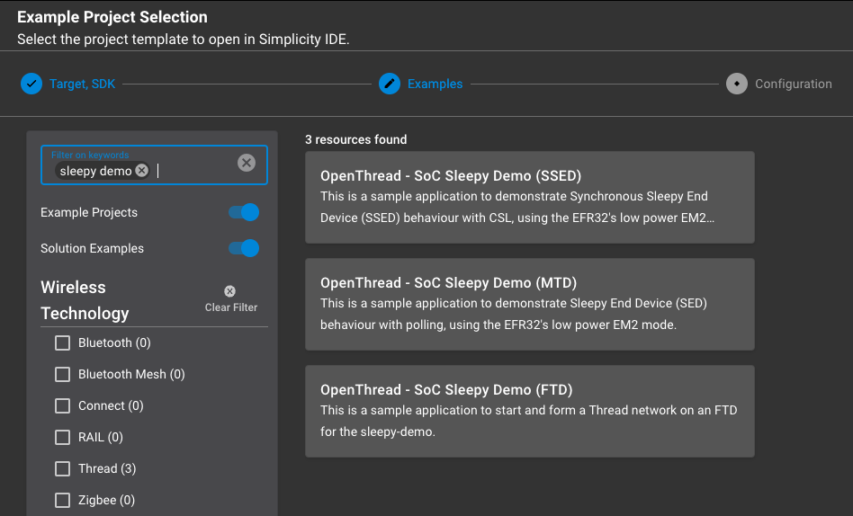Select sleepy demo example