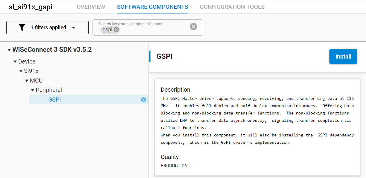 GSPI Component in Simplicity Studio