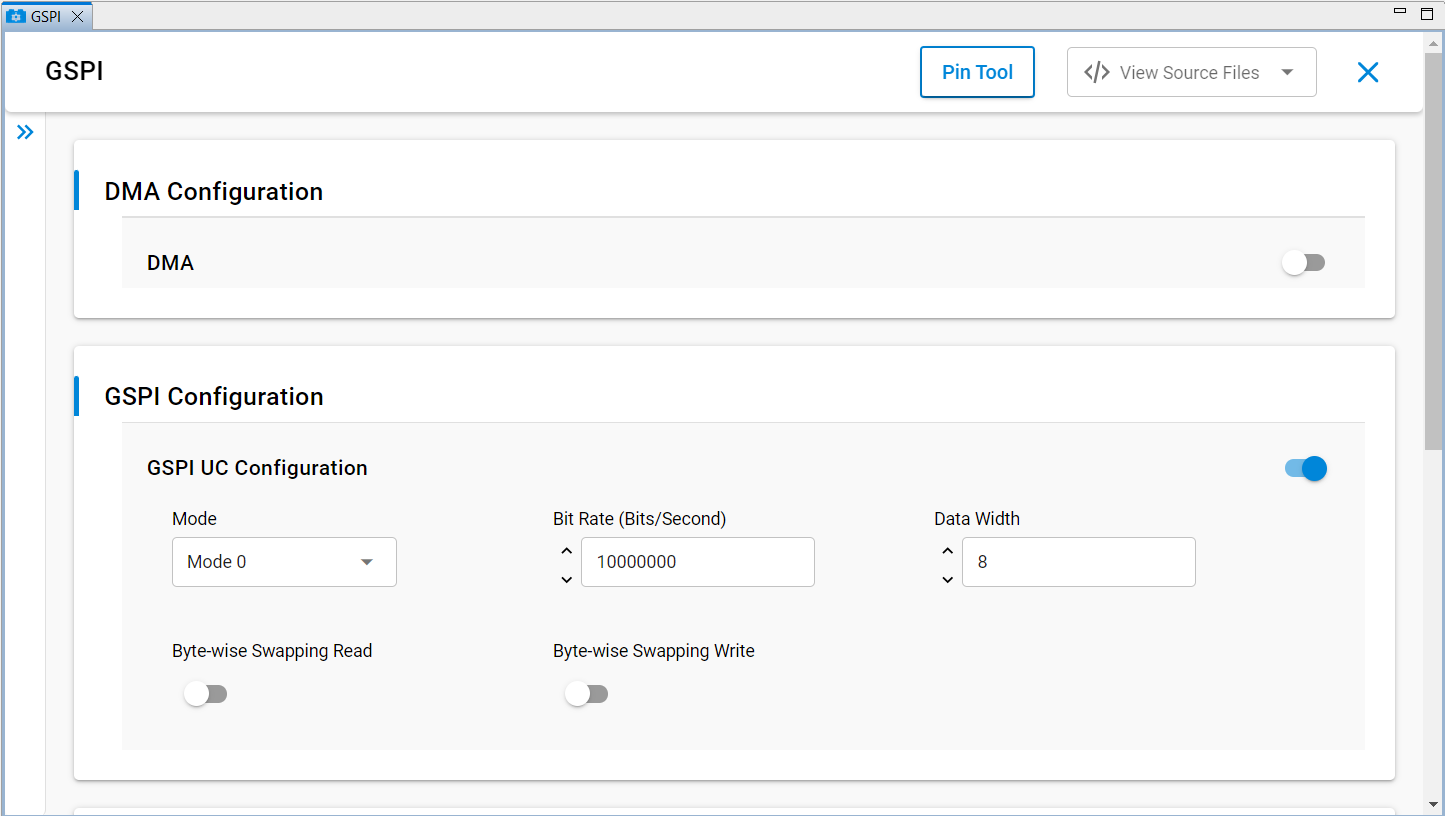 GSPI parameter adjustment panel