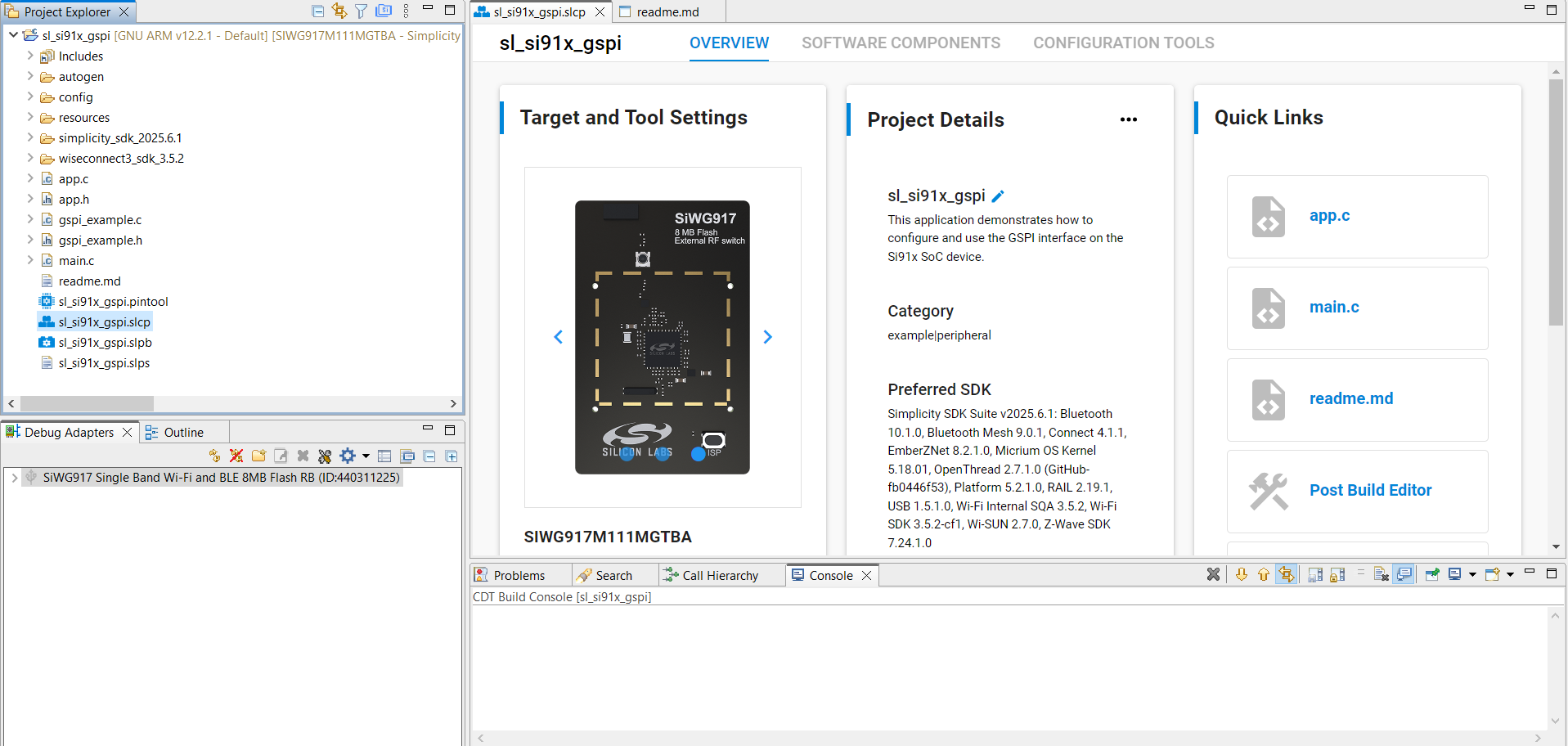Opening the .slcp project file