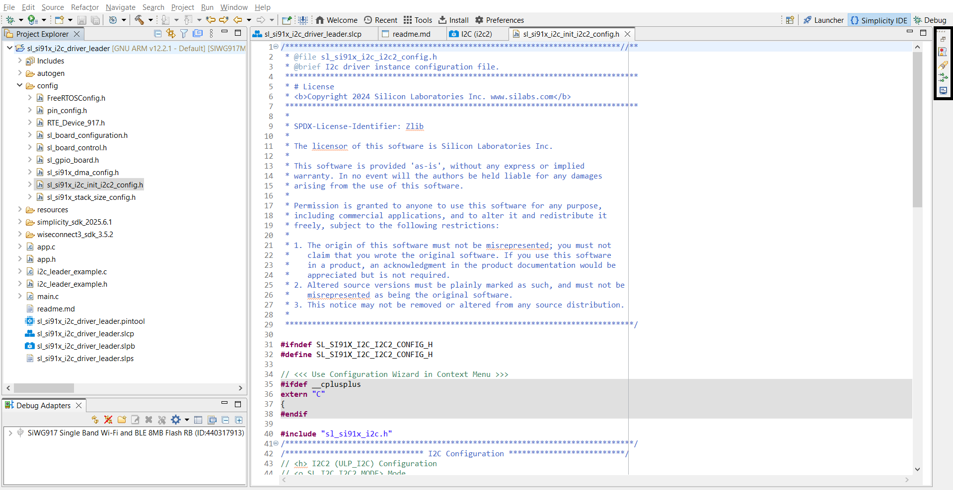 I2C Autogen init code