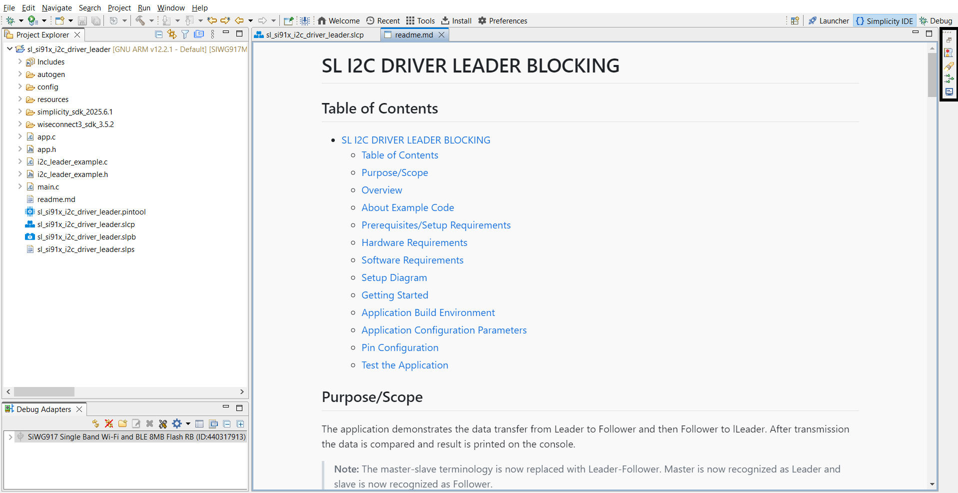I2C driver leader blocking example