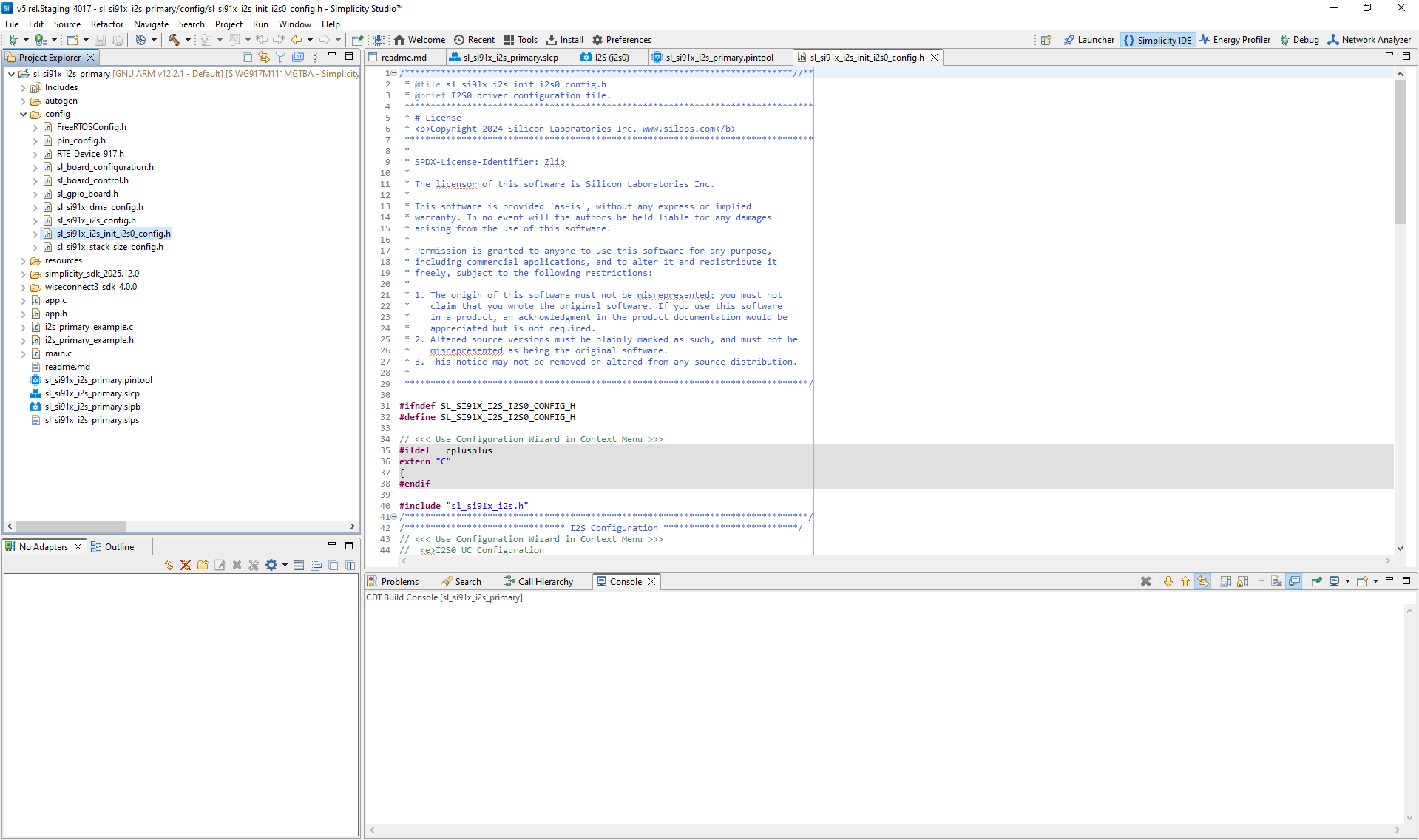I2S Autogen init code