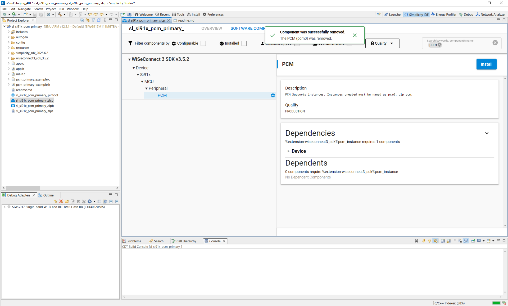 PCM component in Simplicity Studio