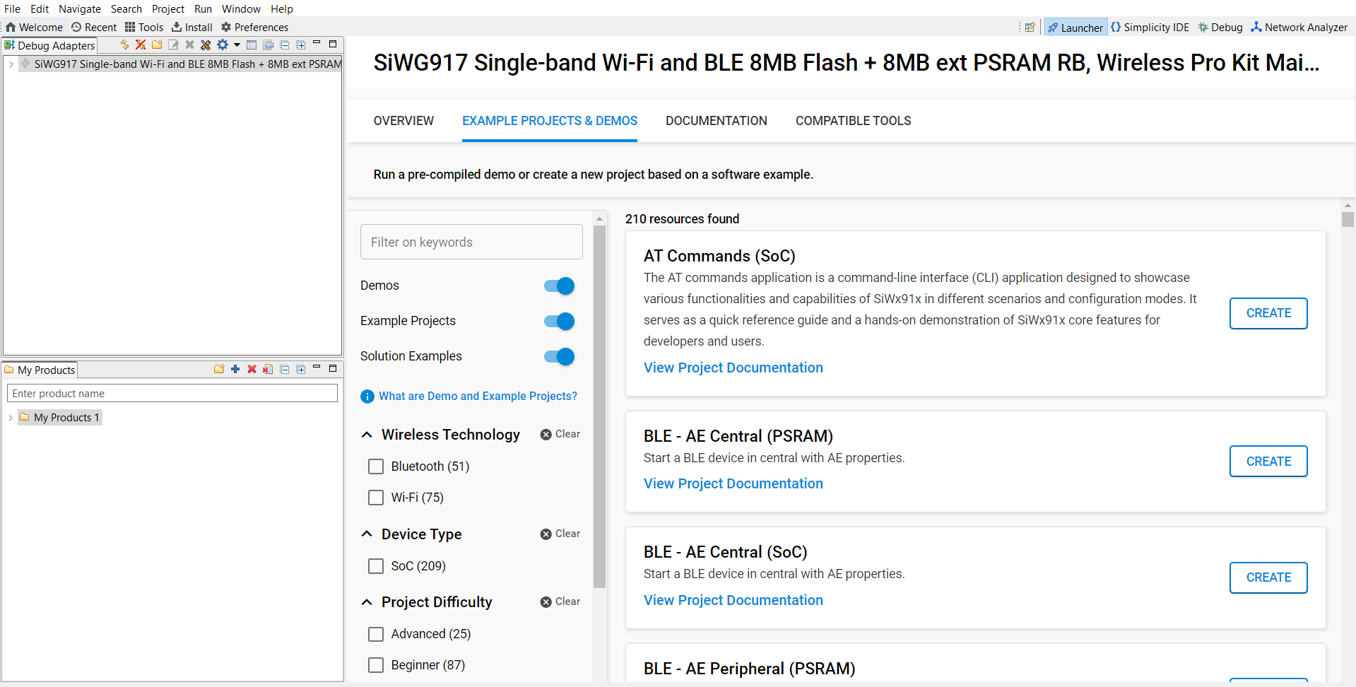 Board detection in Simplicity Studio