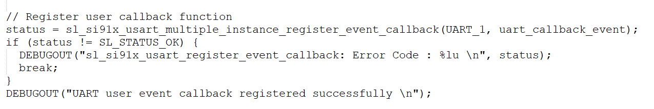 Register callback