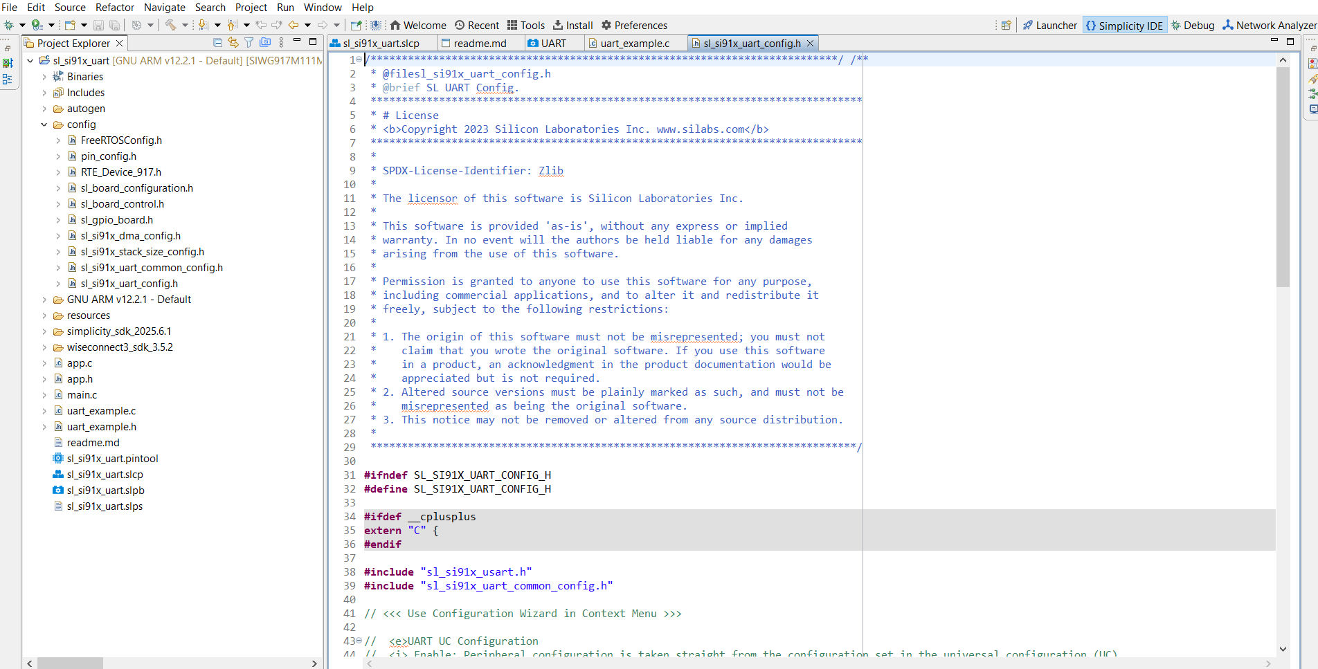 UART config file