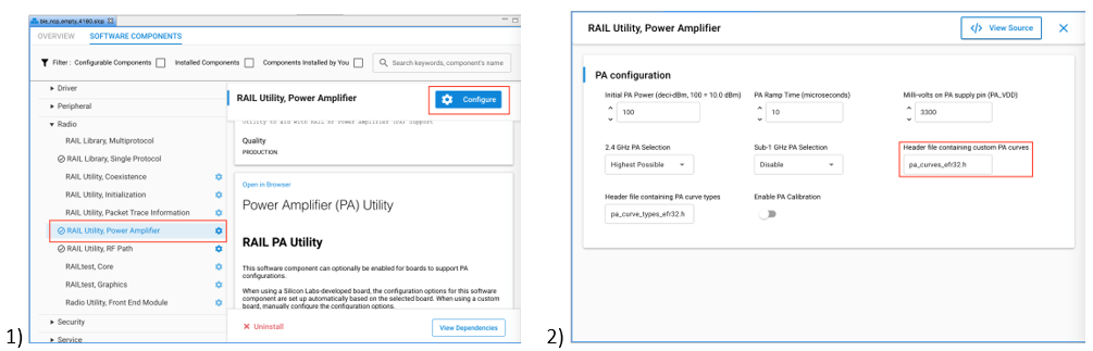 Updating the Custom PA Curve Header File Name with Component Editor