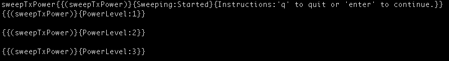 Running RAILtest’s sweepTxPower Command