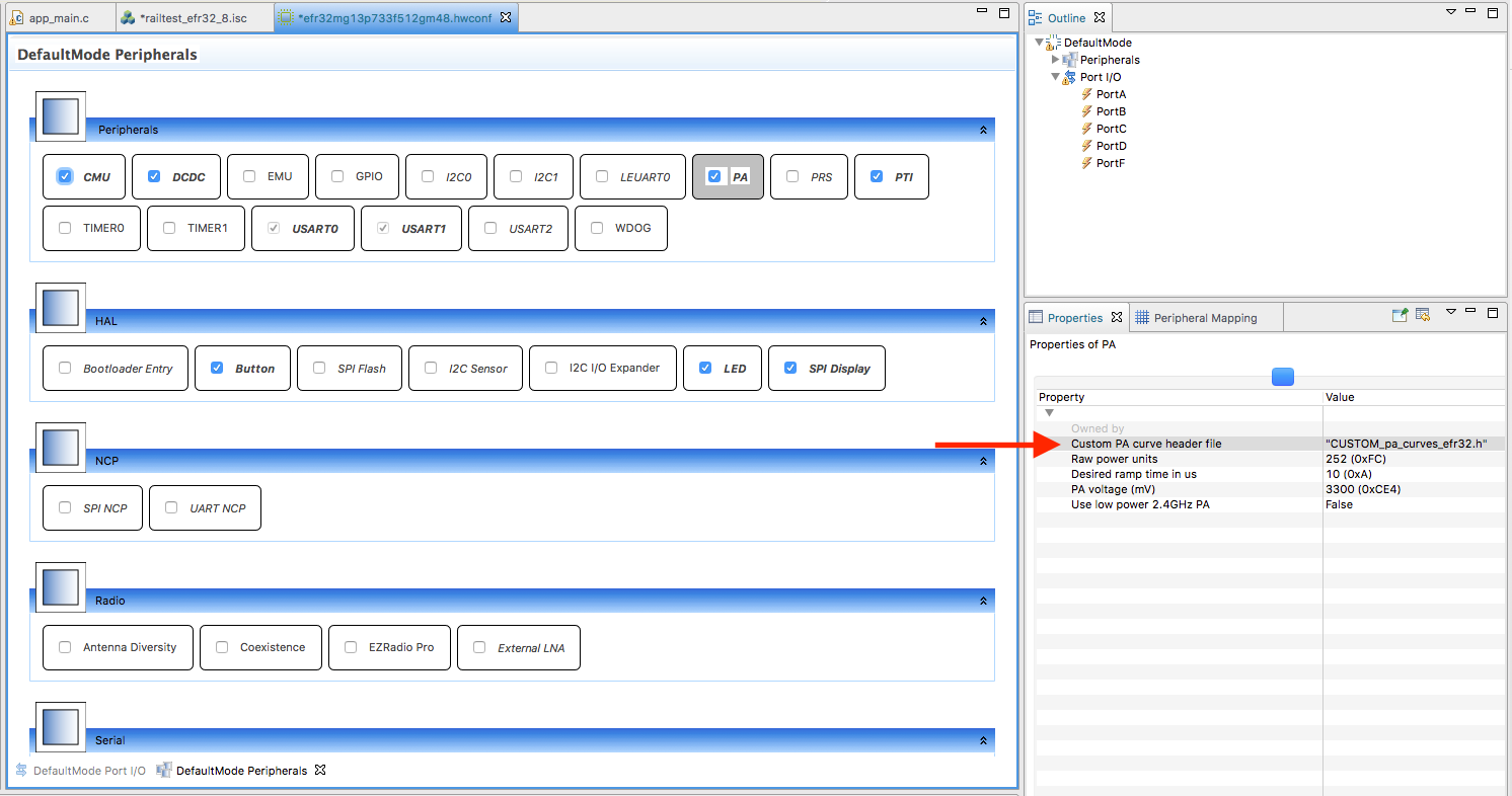Updating the Custom PA Curve Header File Name with Hardware Configurator