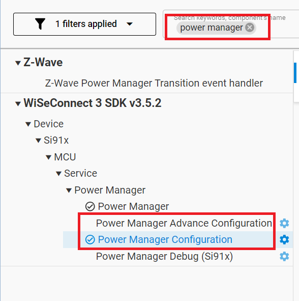 Power Manager Configuration Component