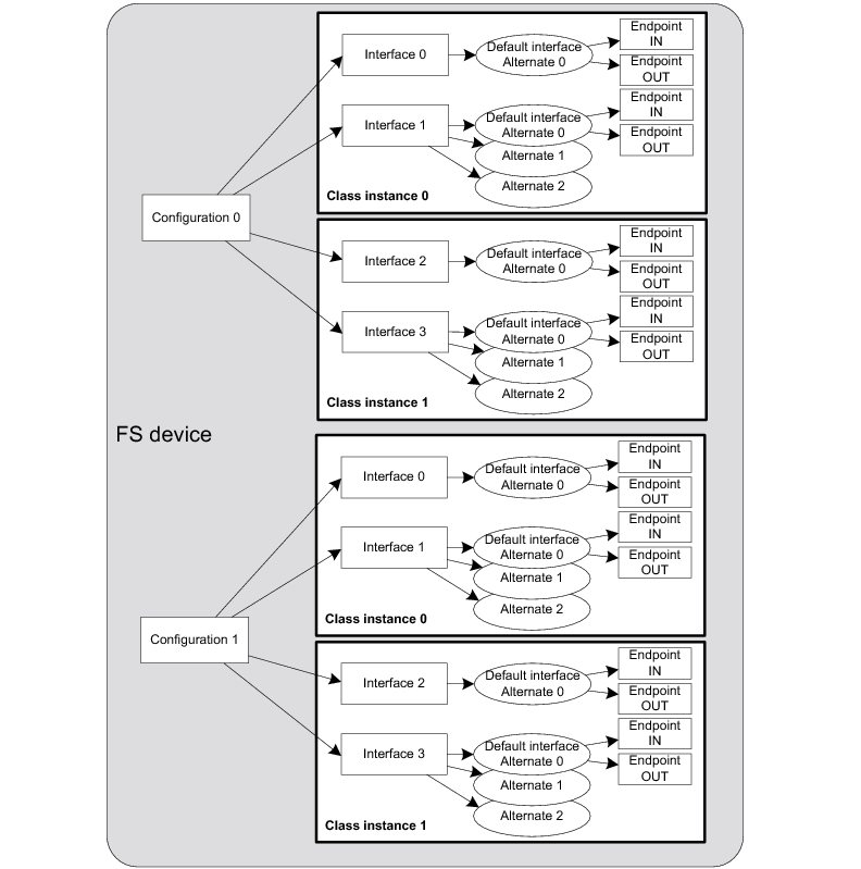 Figure - Multiple Class Instances - FS Device (2 Configurations and Multiple Interfaces)