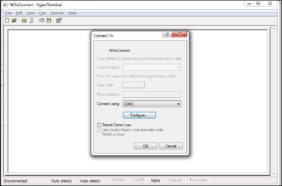 Figure 2 - HyperTerminal COM Port Field Configuration{"style":"max-width:500px"}