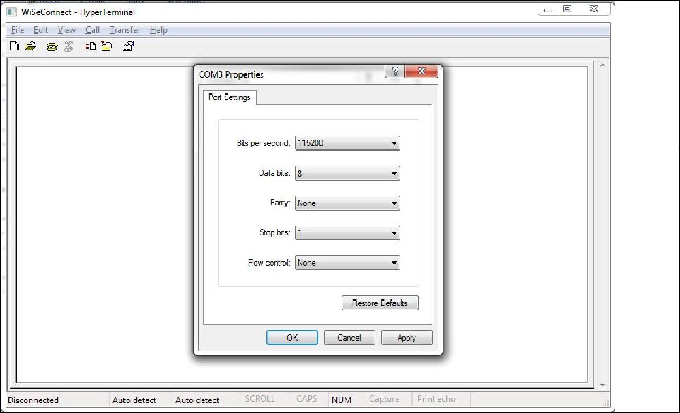 Figure 3 - HyperTerminal Baud Rate Field Configuration{"style":"max-width:500px"}