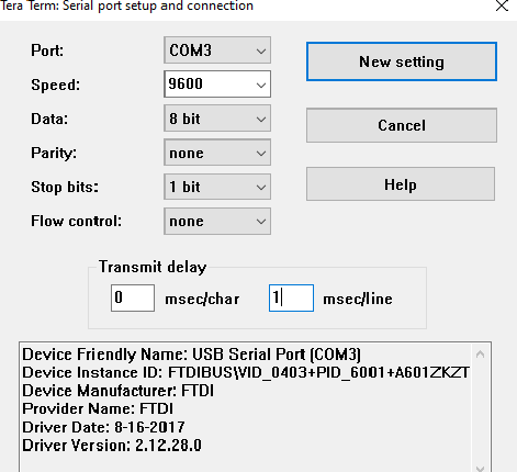 Serial Port Setup And Connection