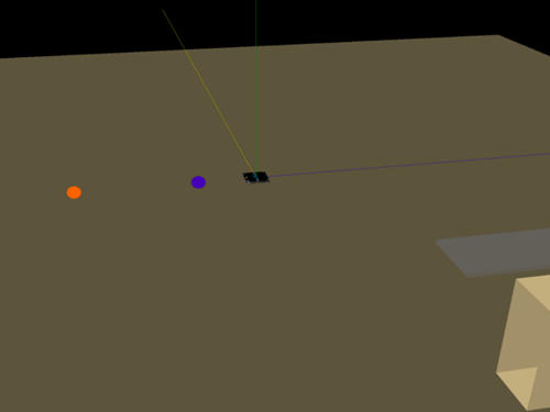 Positions of two tags and one locator shown in the 3D view