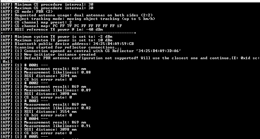 Console output from the initiator