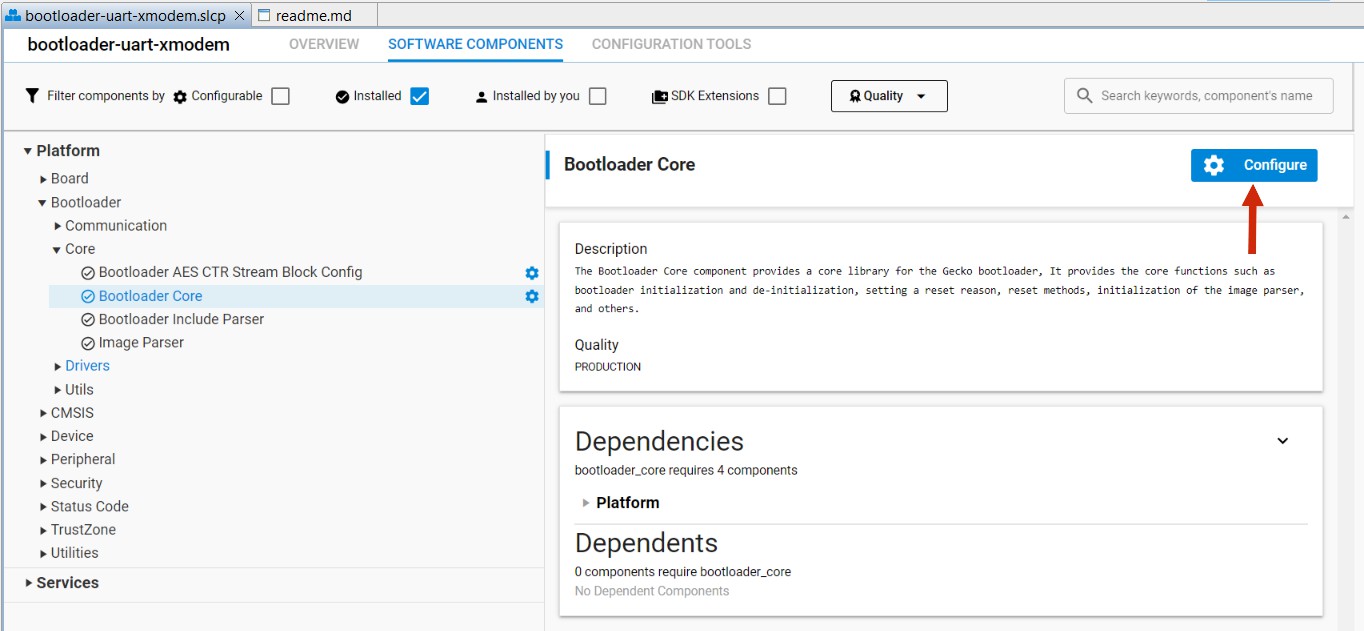 Using Bootloader core component