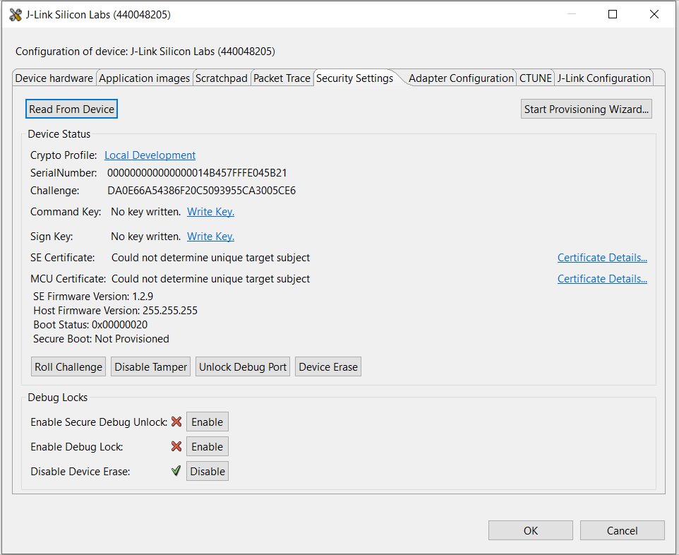 Configuration on Selected Device
