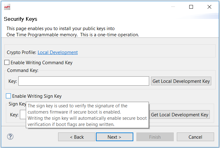 Security Keys Dialog Box