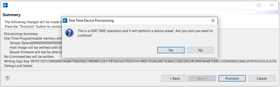 One Time Device Provisioning Window