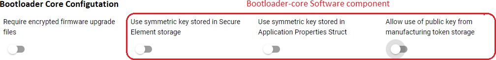 Bootloader Software Component Options