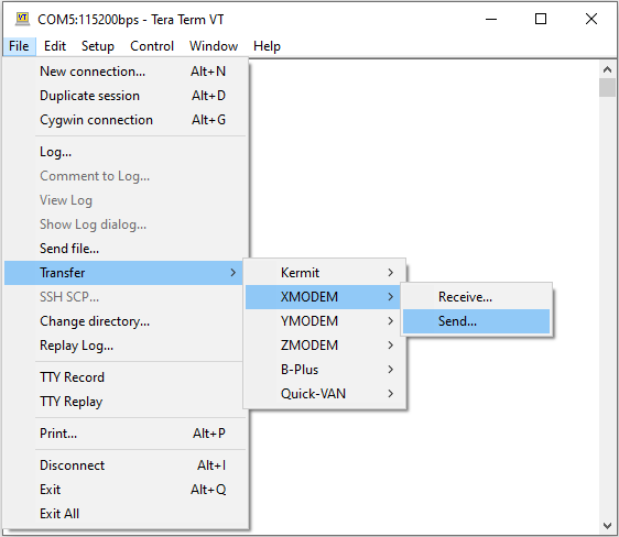 XMODEM Transfer in Tera Term