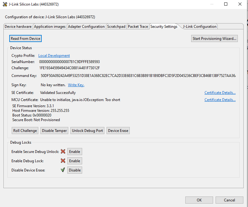 Configuration on Selected Device