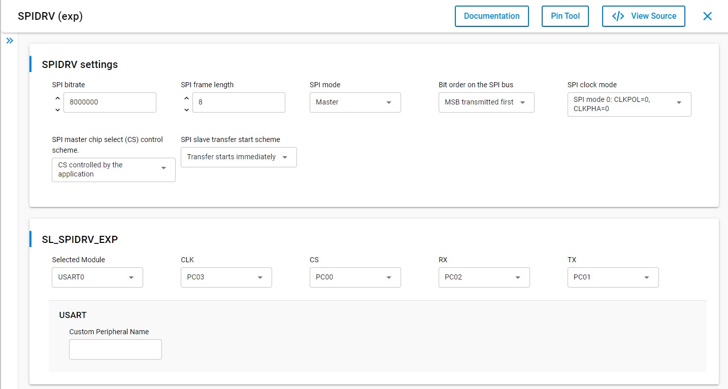 SPIDRV pin configuration