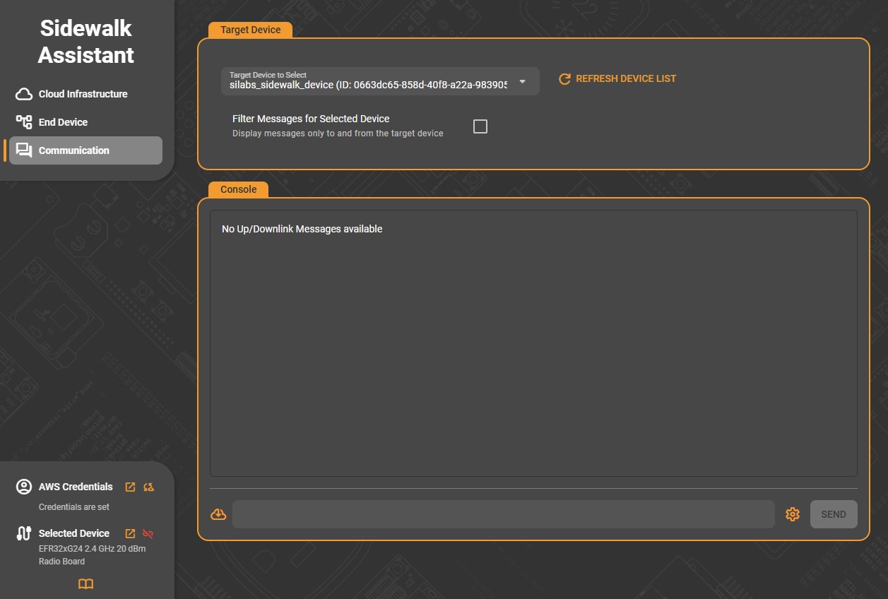 Sidewalk Assistant Communication tab
