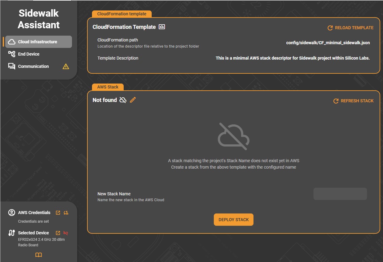 Sidewalk Assistant Cloud Infrastructure tab