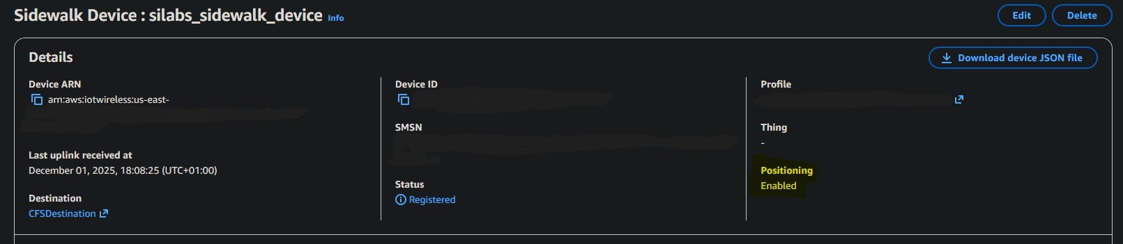 Sidewalk Device Location Enabled