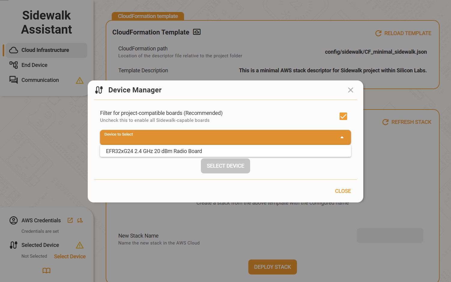 Sidewalk Assistant Device Management