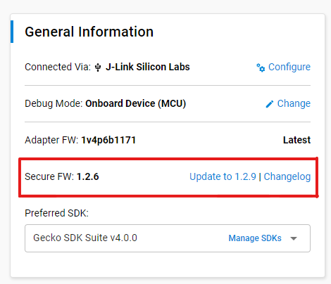 Simplicity Studio Secure Firmware update