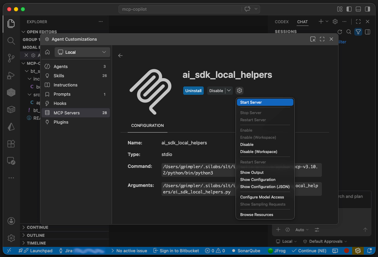 Start Server in Agent Customizations