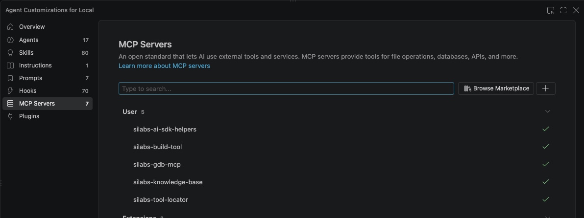 MCP server status after start