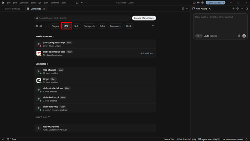 MCP servers list in Cursor