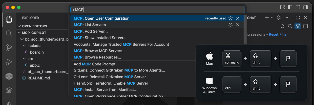 MCP server status Running or Error