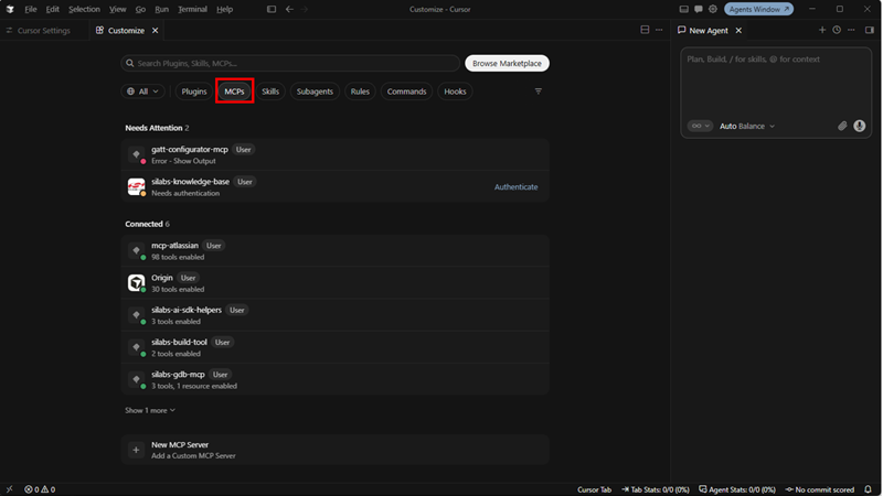MCP servers list in Cursor