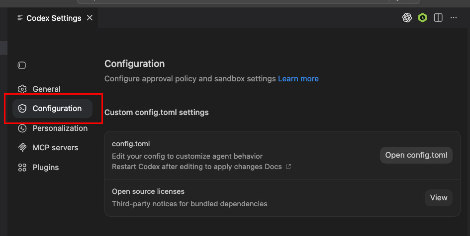 Codex config.toml MCP server entries