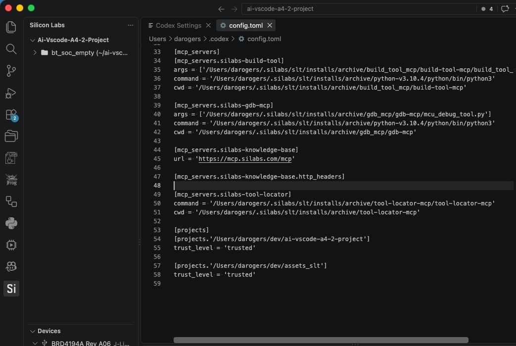 Codex config.toml MCP server entries continued